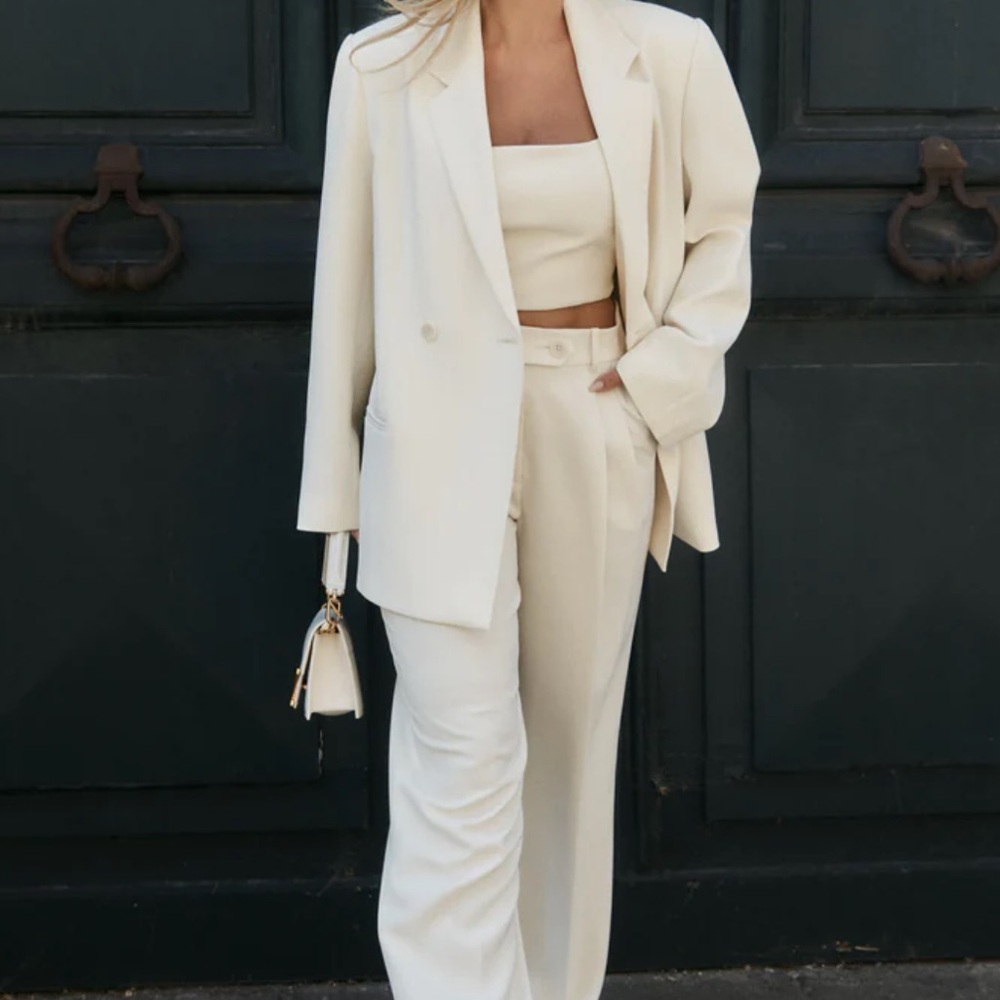 Ivory Crepe Crop Top